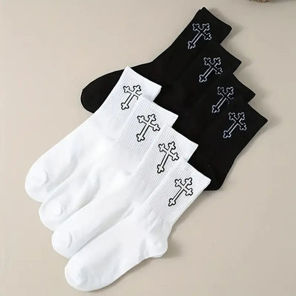 Christian Relaxed Gothic White Cross Socks