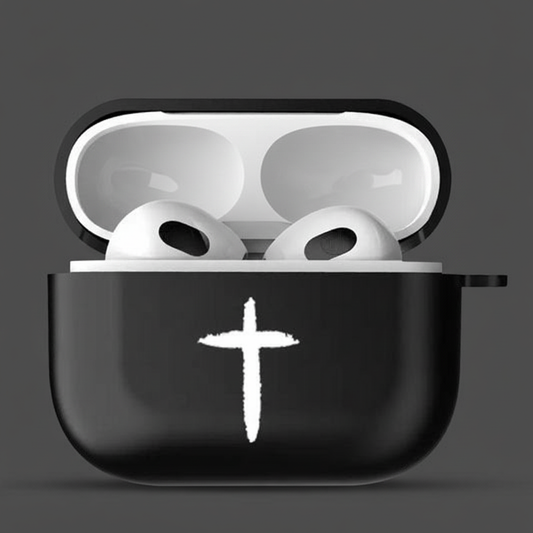 Black Airpod Pros 2 Case With Simple Cross