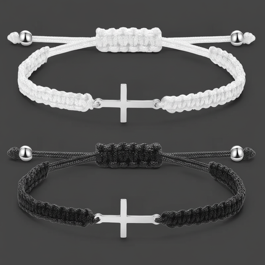 Stainless Steel Cross Bracelet With Adjustable Strings