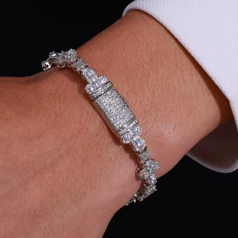 Crystal Flower Cluster Bracelet Size