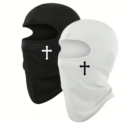 White Balaclava Face Mask With Cross