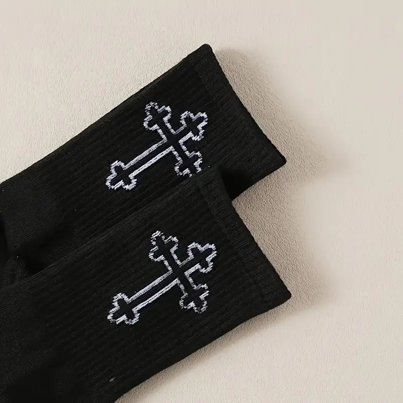 Christian Relaxed Gothic Black Cross Socks