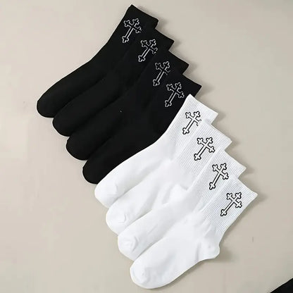 Christian Relaxed Gothic Black Cross Socks