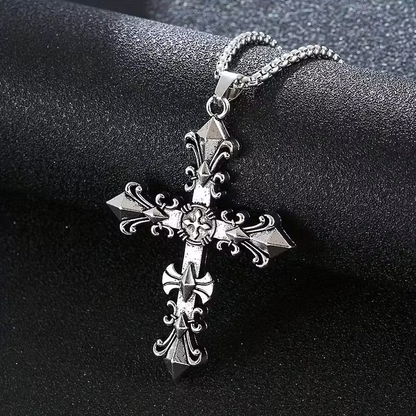 Gothic Fleur Cross Pendant Detail