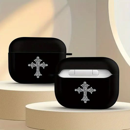 Black Airpod Pros 2 Case With Gothic Cross