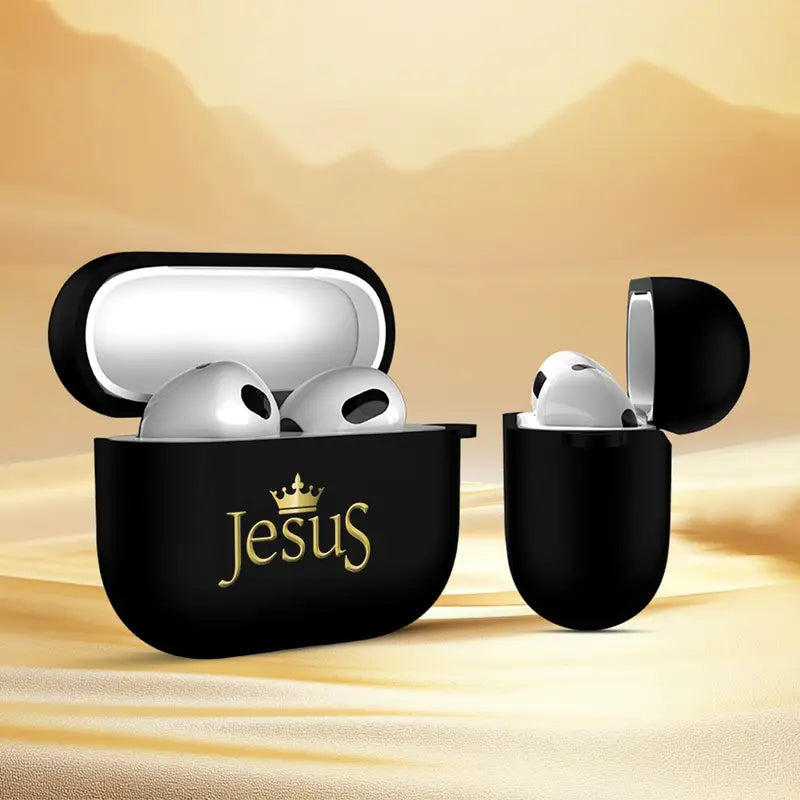 Black Airpod Pros 2 Case With Gold Lettering