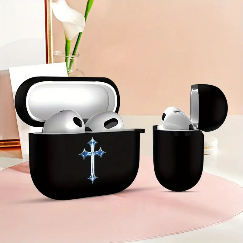 Black Airpod Pros 2 Case With Medieval Cross