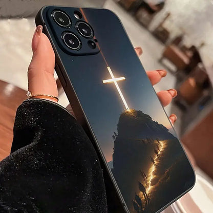 Black iPhone 12 Case With A Illuminated Cross