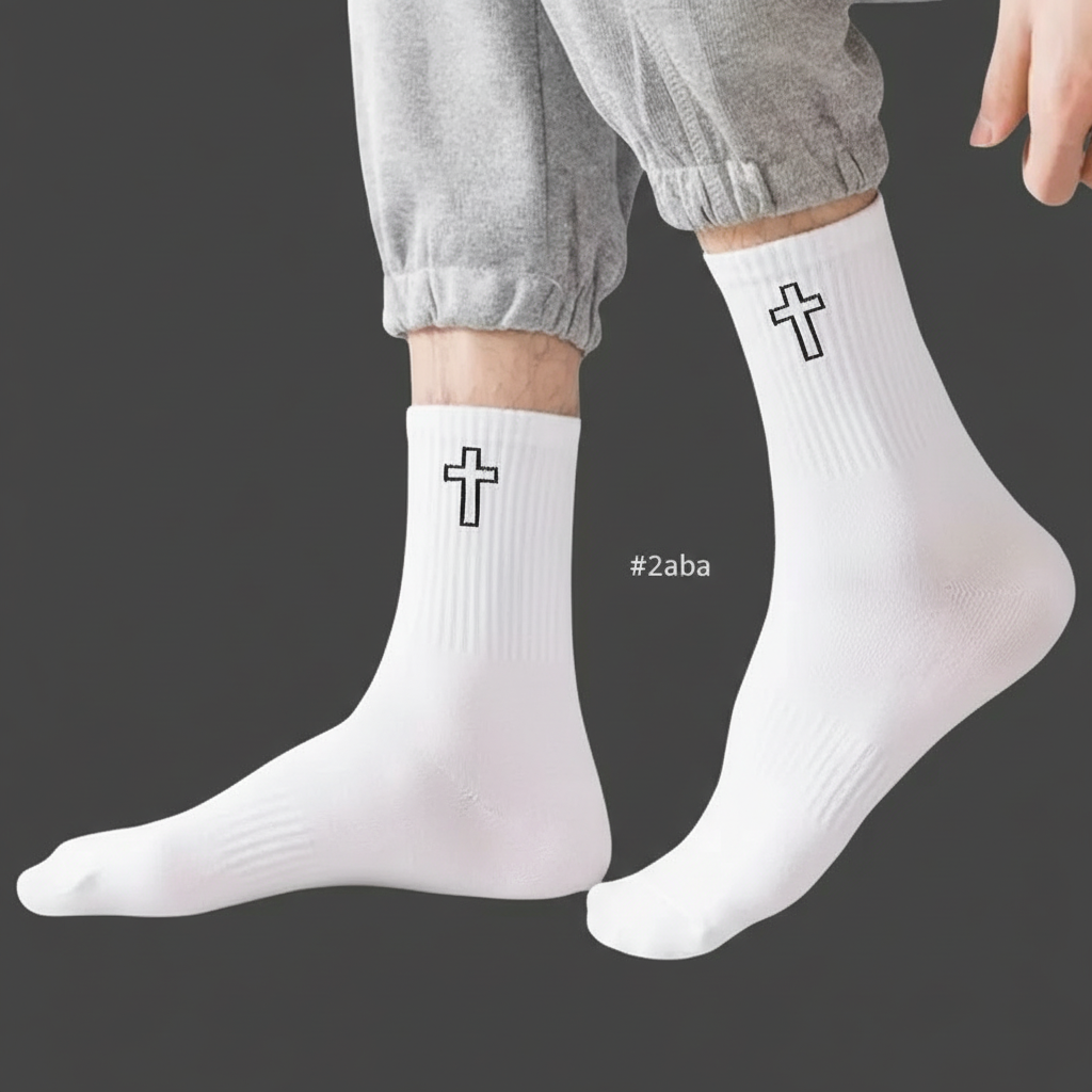 Christian Relaxed White Cross Socks