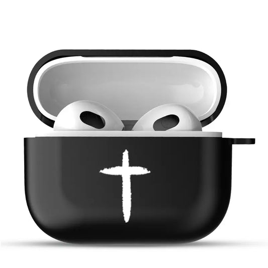 Black Airpod Pros 2 Case With Simple Cross