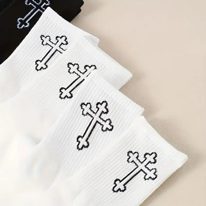 Christian Relaxed Gothic White Cross Socks