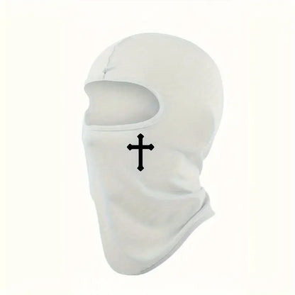 White Balaclava Face Mask With Cross