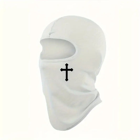 White Balaclava Face Mask With Cross